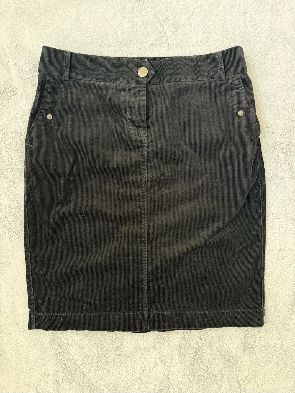 J. Crew Black Stretch Corduroy Pencil Skirt